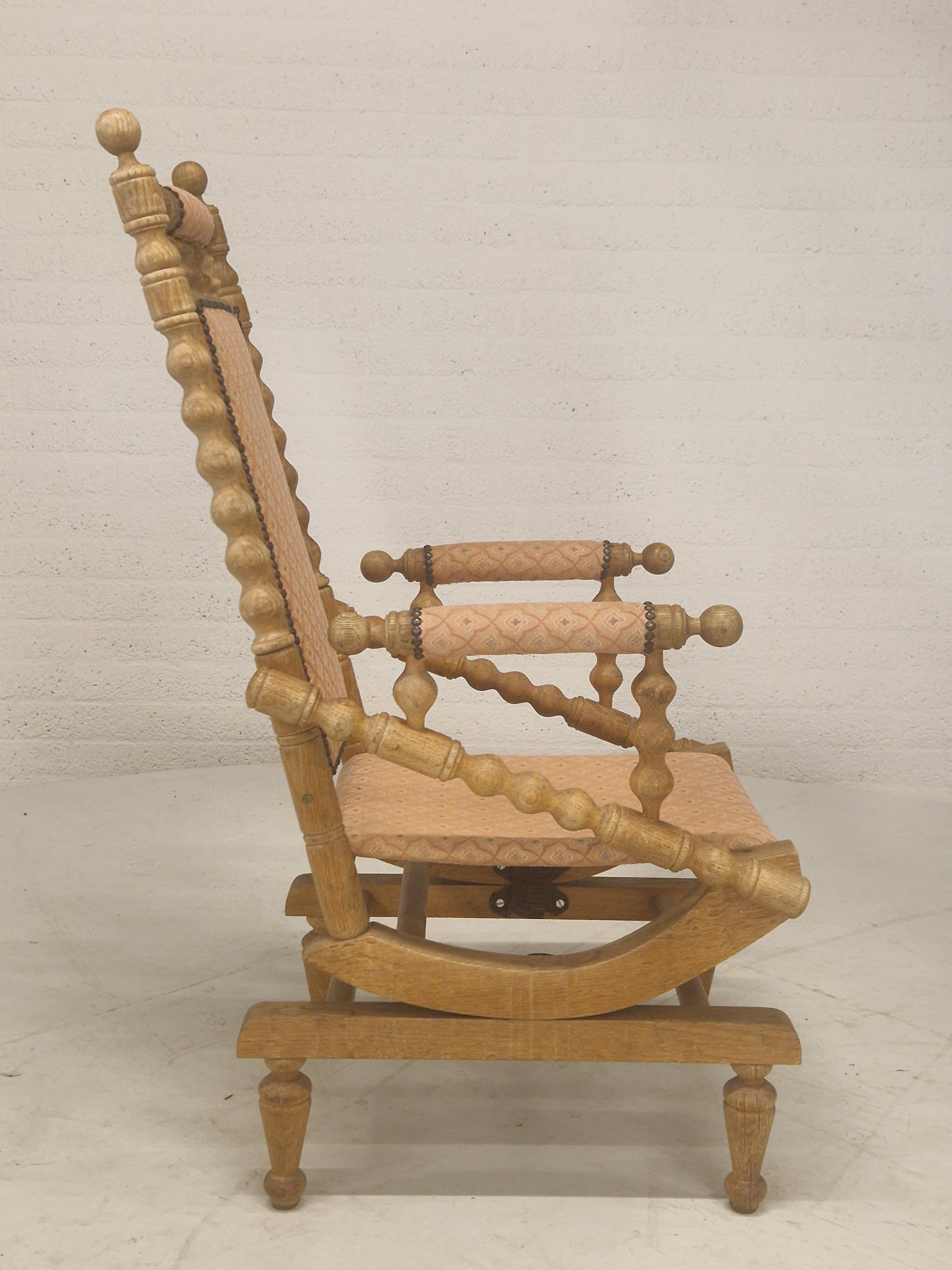 Eiken schommelstoel, rocking chair, 70's