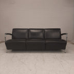 Leolux zwart leren bank rvs