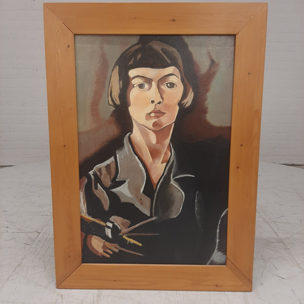 Schilderij zelfportret Charly Toorop nageschilderd