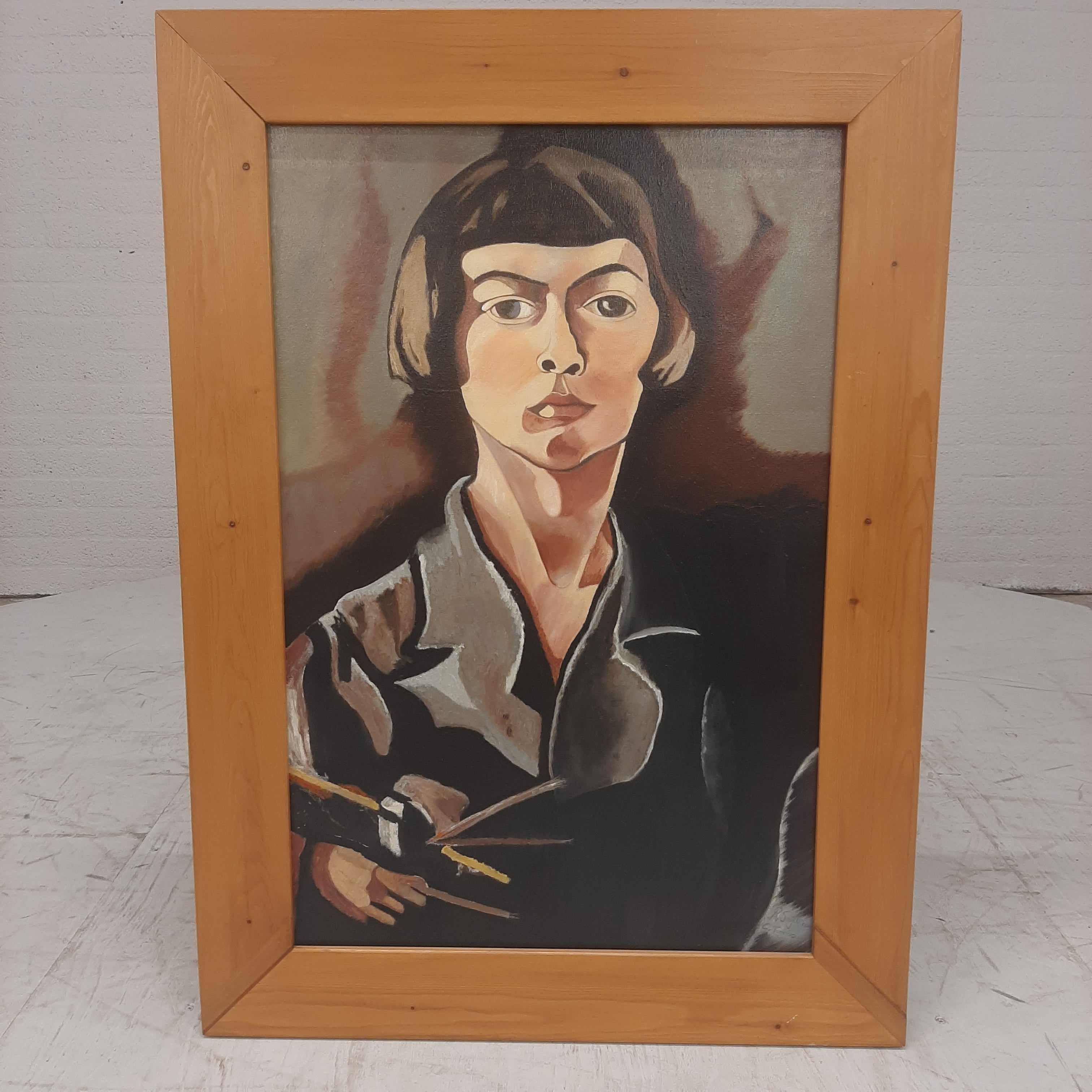 Schilderij zelfportret Charly Toorop nageschilderd