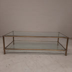 Messing salontafel met twee glasplaten