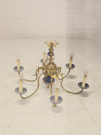 Kroonluchter 6 Armverlichting Keramiek Porselein Keramiek Messing Italiaans Blauw Goud