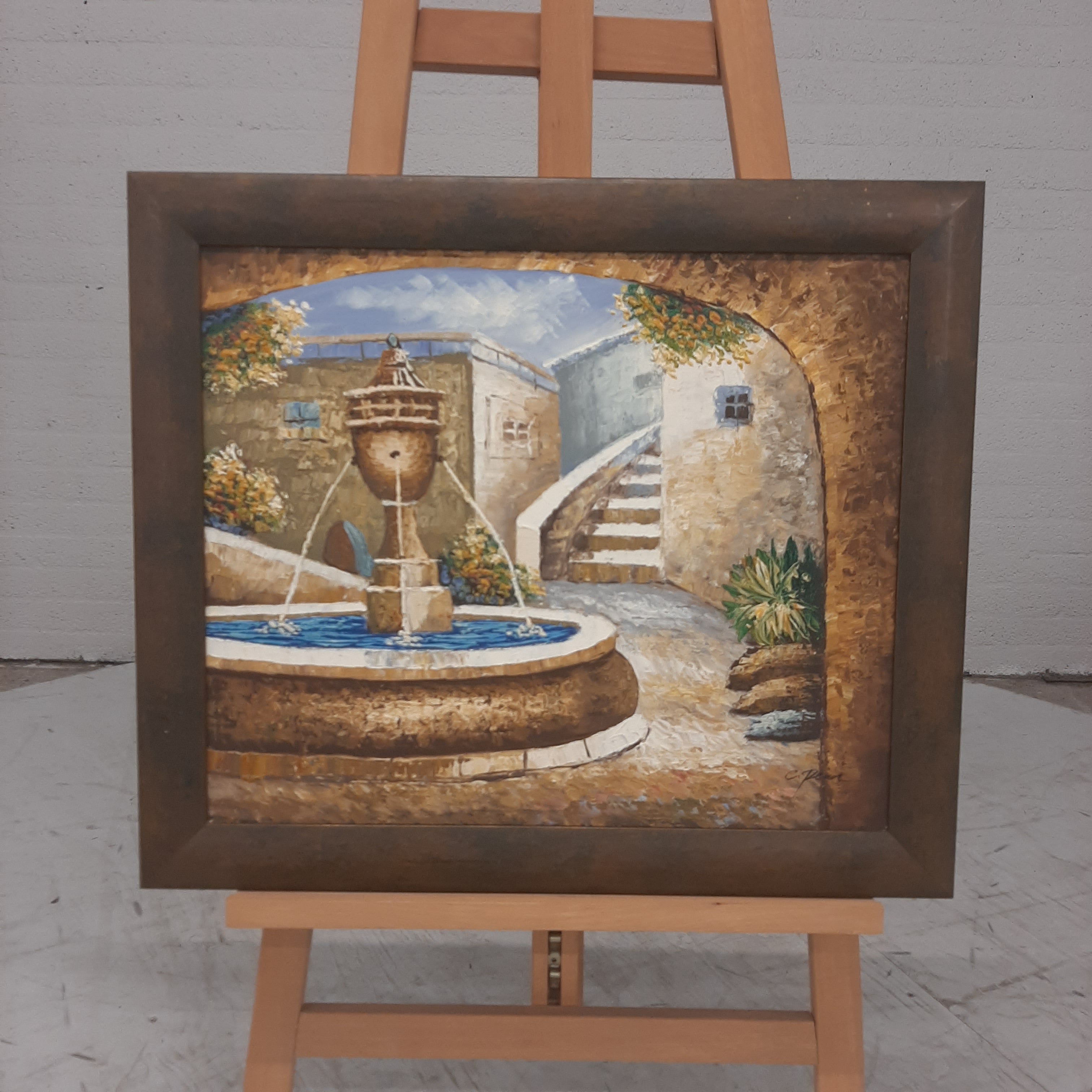 Mediterrane binnenplaats met fontein