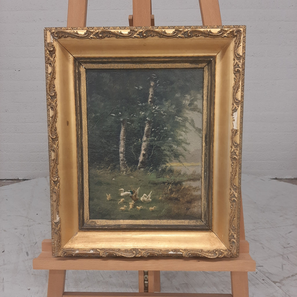 Schilderij eendjes berk