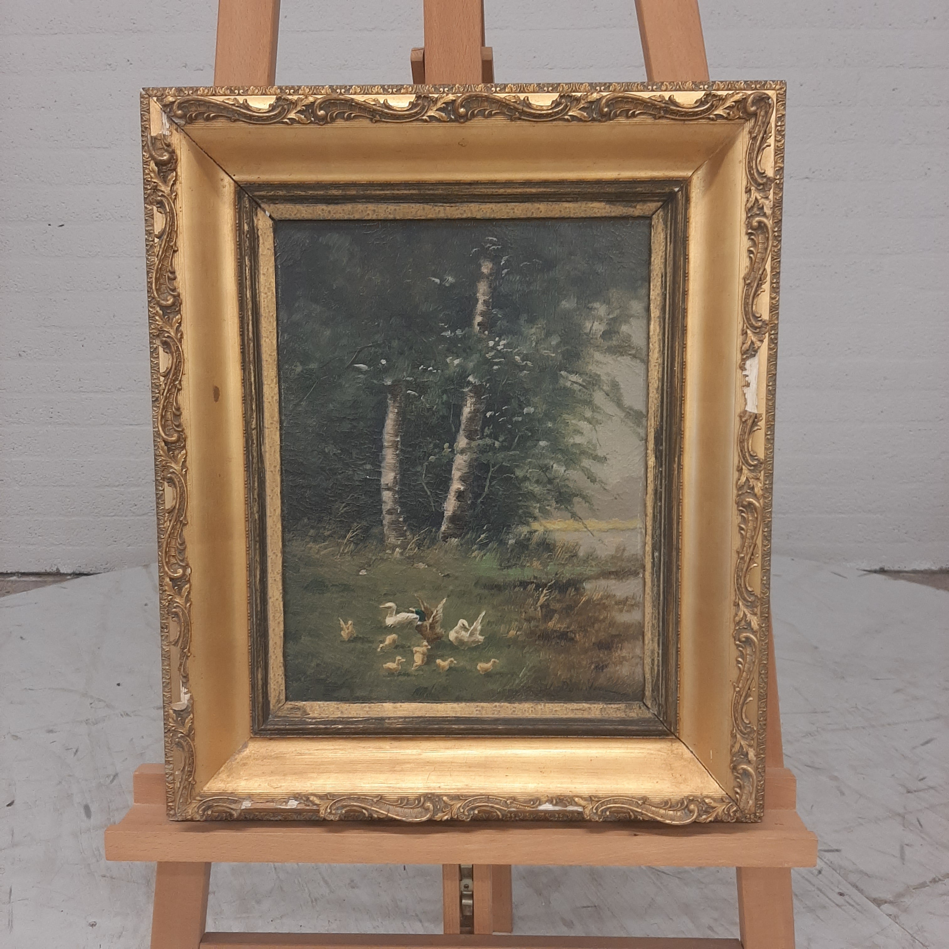 Schilderij eendjes berk