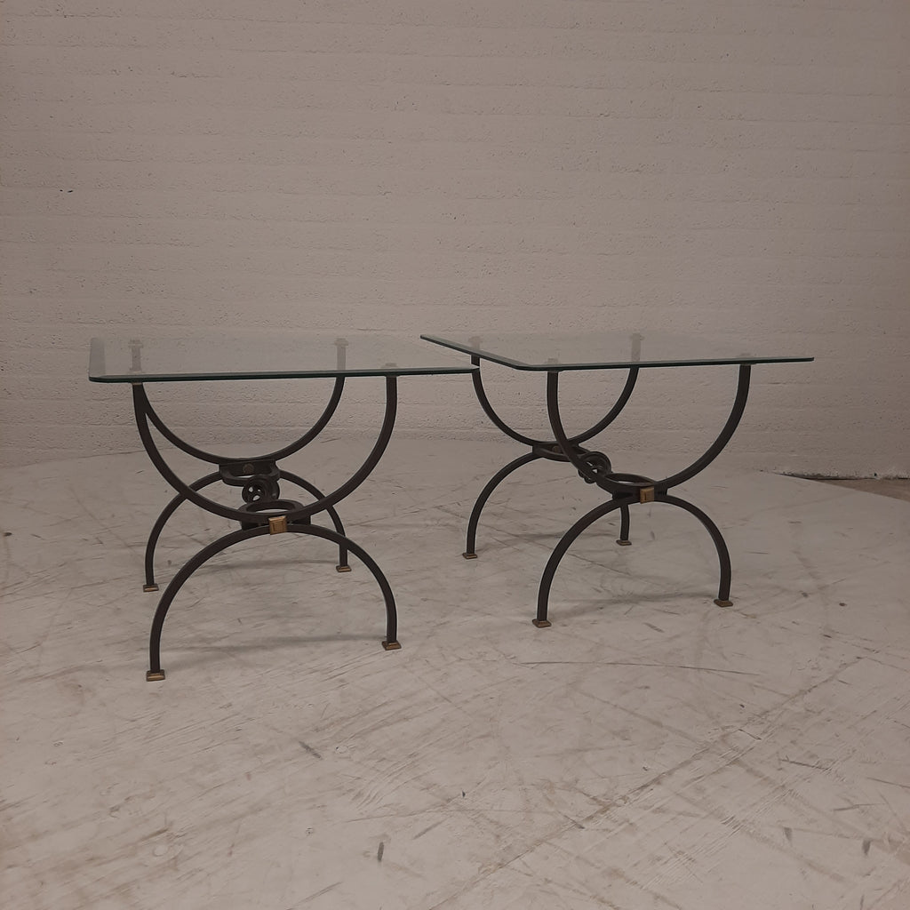 Set bijzetafeltjes glasplaat