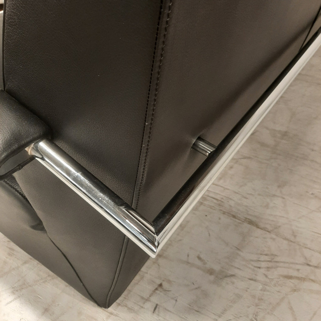 Leolux zwart leren bank rvs