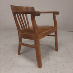Thonet model armstoel bruin leren zitting
