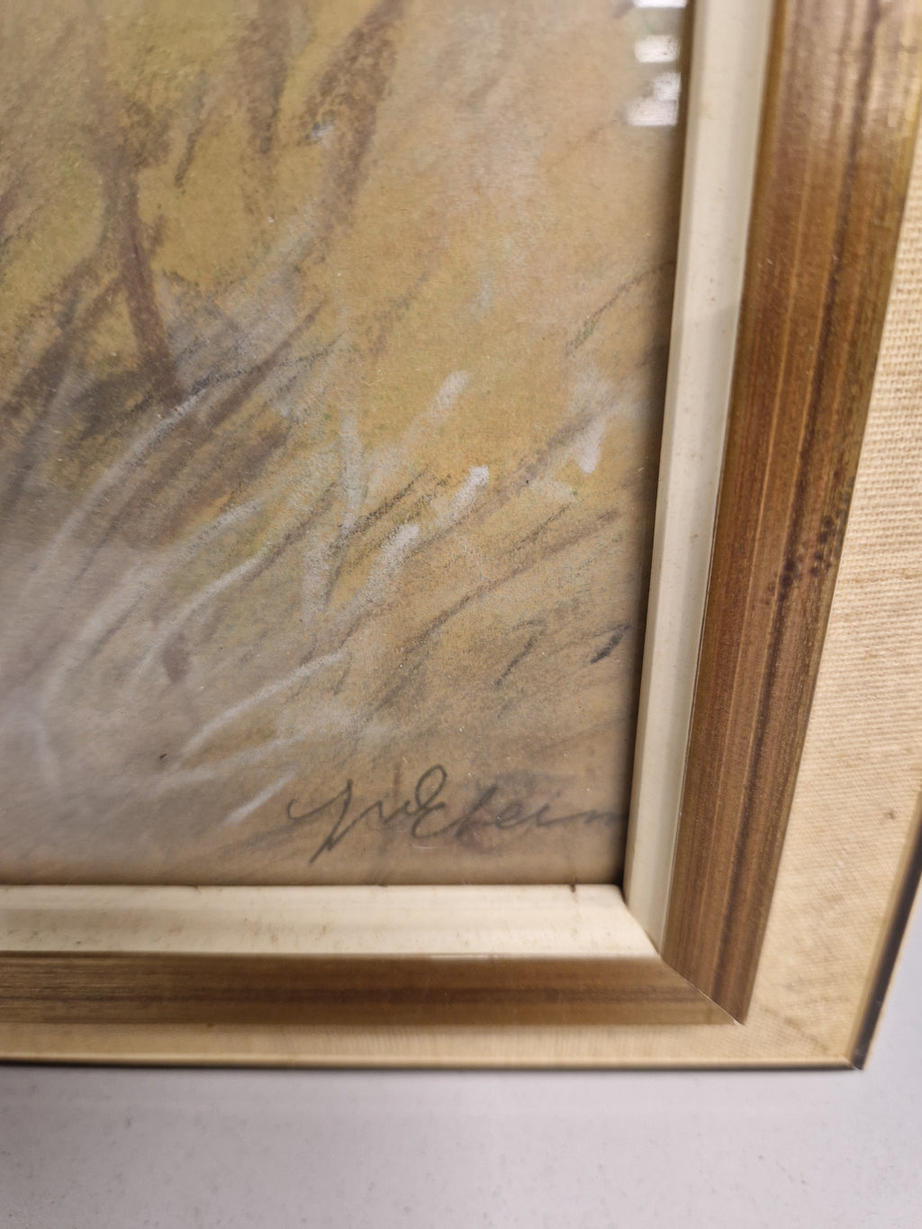 Gesigneerde pastel, vrouw bij geitje