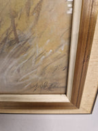 Gesigneerde pastel, vrouw bij geitje