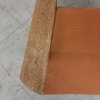 Vintage eiken fauteuil oranje bekleding