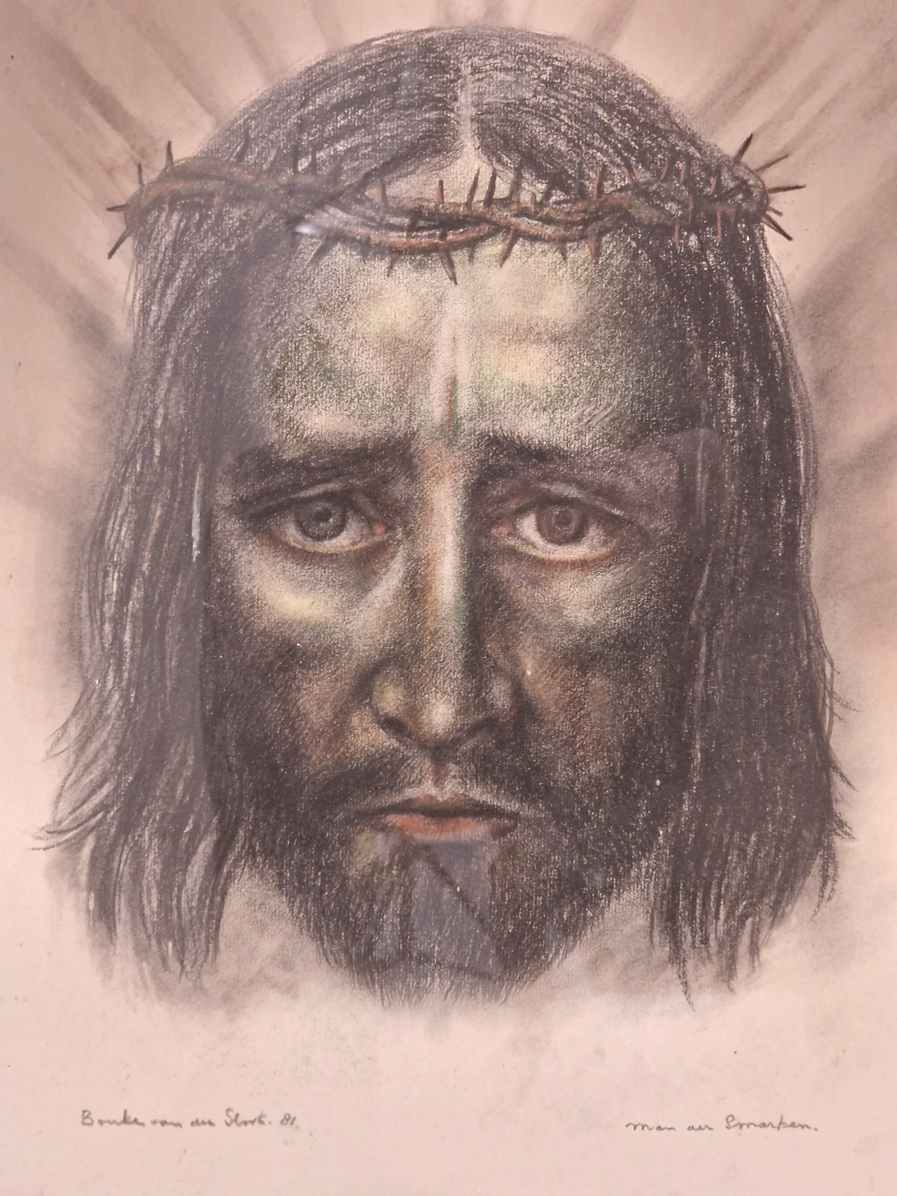 Ecce Homo , crayontekening door Bouke va  der Sloot