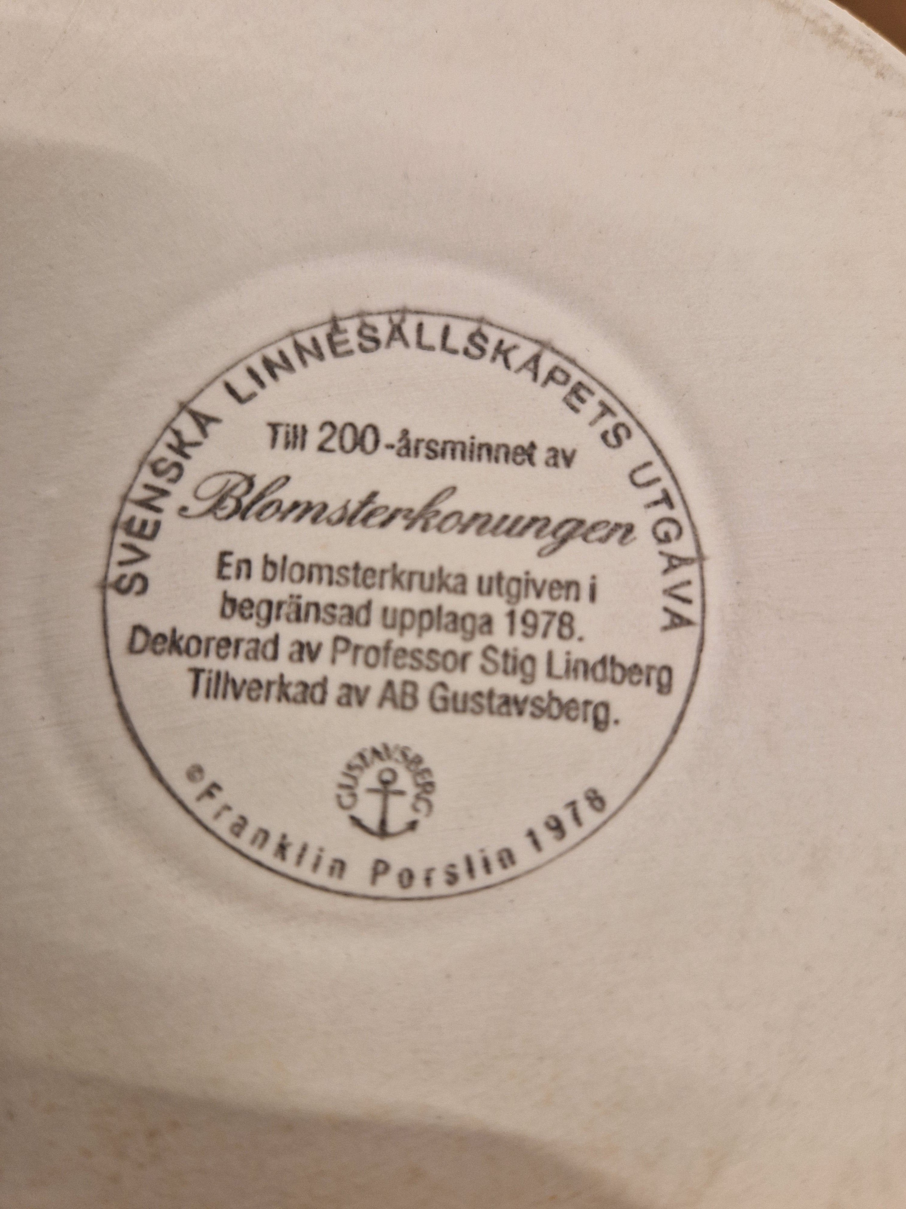 Stig Lindberg. Anniversary edition - 200 years of Linnaeus, 1978.